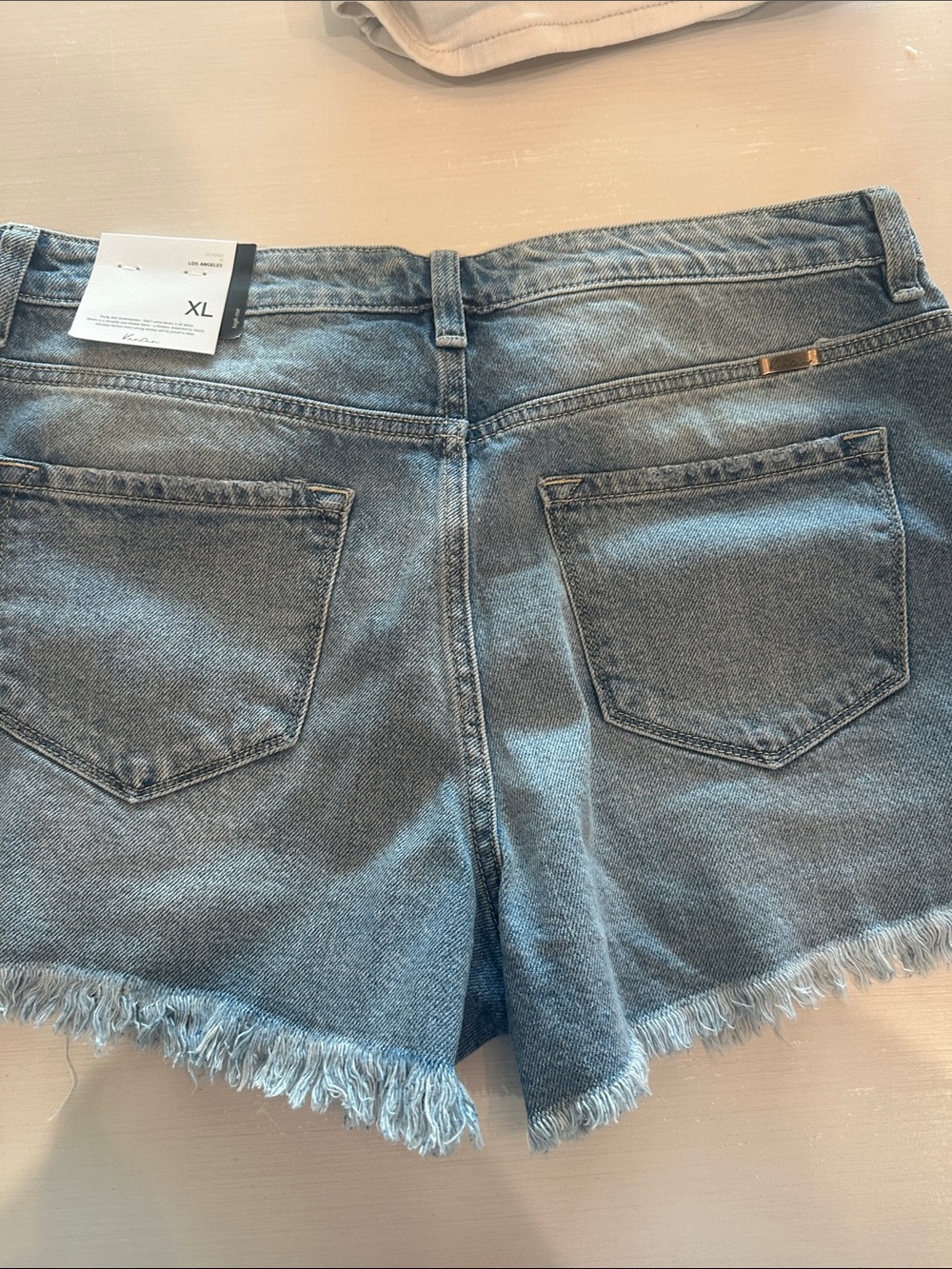 KanCan Light Blue Denim Jean Shorts with Frayed Hem